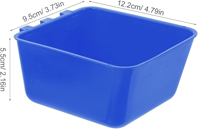 Abaodam 4pcs Hanging Bird Cage Feeding Cups for Rabbit and PET Water Bowl Sturdy 12.5x9.5x6CM Blue Food and Water Dishes for Parrots Roosters and Poultry