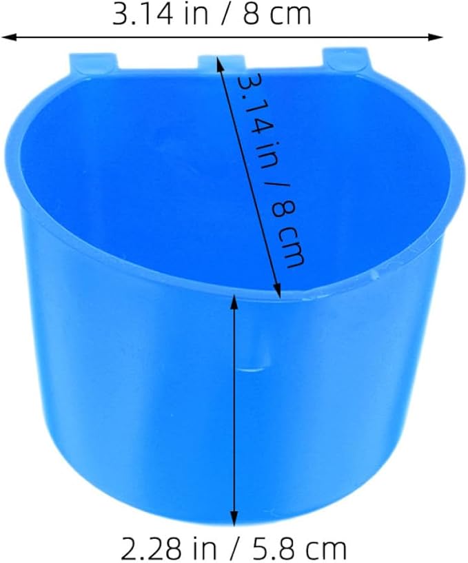 Healifty 8pcs Hanging Small Pet Feeding Bowls with Hooks, Thickened Plastic Water and Food Cups 8.3x8.3x6cm for Rabbit, Bird Cage, Chicken Coop, Kennel Use