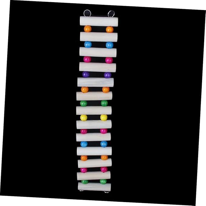 Toddmomy Wooden Parrot Swing Toy 30cm Ladder Animal Toy Bridge for Birds Squirrels Gerbils with Hooks Bird Cage Accessory for Climbing Chewing