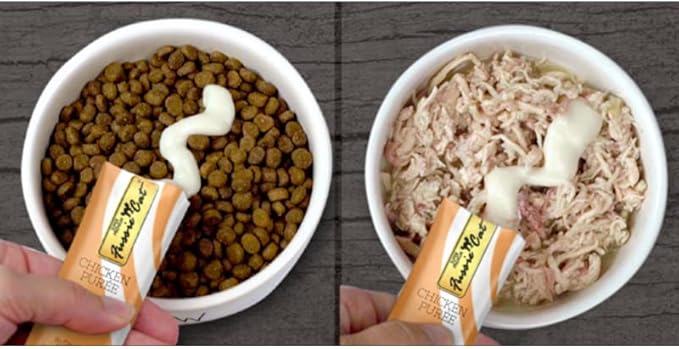 Fussie Cat Puree Grain Free Treat in 6 Flavors: Tuna/Prawns, Chicken/Duck, Chicken, Tuna/Salmon, Tuna/Ocean Fish, and Tuna/Shrimp (6 Four-Tube Packs, 24 Tubes Total, 0.5 Ounce/Tube) Plus Silicone Lid
