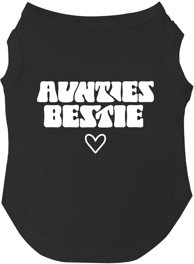Aunties Bestie Dog Tee Shirt | Sleeveless Breeds | Mother's Day | Aunt Gift | Best Auntie & Sister | Valentine's Day |Black, X-Large 1360