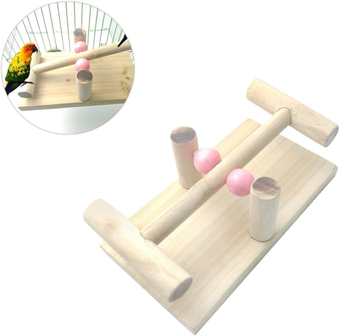 ORFOFE Parrot Hamster Toys Seesaw Climbing Rack Bird Cage Accessory Wooden Toy Random Color
