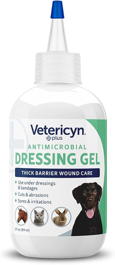 Vetericyn Plus Wound Dressing Gel for Animals| Thick Barrier Wound Care for Cats, Dogs, Horses, and Small Animals, Works on Wounds and Skin Irritations. 3 Ounces