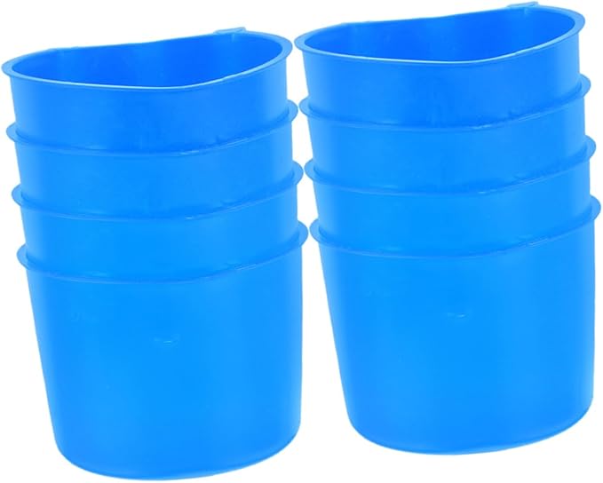 8pcs Hanging Bird Cage Cups Durable Pet Food and Water Bowls for Small Animals Easy to Install and Remove for Rabbits Birds and More Blue