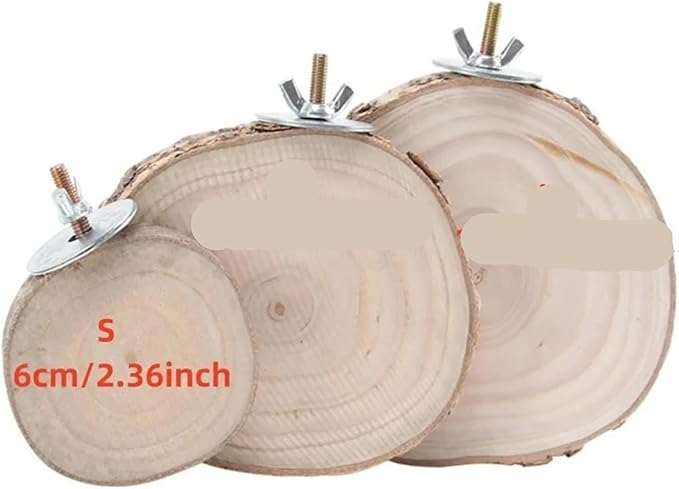 Bird Cage Platform 6pc Random Color Circular Wooden Jumping Board Parrot Stand Toy for Small Pet Hamster Squirrel Bird Cages Accessories