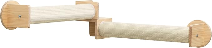 Trixie Cat Wall Furniture Set 5 - Cat Wall Corner Scratcher, Climbing Shelves - 2 Sisal Rope Scratching Posts - Elevated Shelf - Natural/White