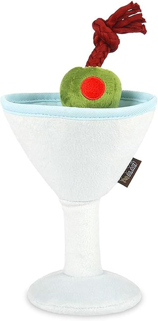 P.L.A.Y. Cute Plush Dog Toys - Barktender Bar & Drink Themed Durable Squeaker Chew Toy, Great for Puppies & Small, Medium, Large Dogs - Machine Washable, Recycled Materials (Pawtini Martini)