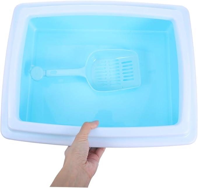 YARNOW Cat Litter Toilet Training System Cat Toilet Trainer Litter Tray Flap System Kitten Training Small Boxes for s Abs Sky-Blue