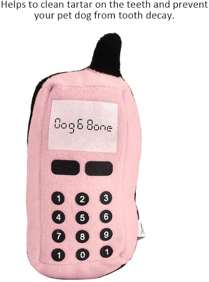 Pssopp Dog Phone Toy, Squeaky Plush Cell Phone Toy Dog Chew Toy Pet Chew Squeaker Toys Funny Mobile Phone Shape Interactive Toy for Dog Cat