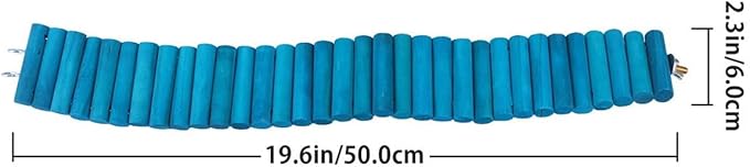 Hamster Ladder and Parrot Wooden Climbing Ladder with Round Wood Planks, 6X50Cm Sky-Blue Soft Climb for Small Pets and Birds Cage Accessories