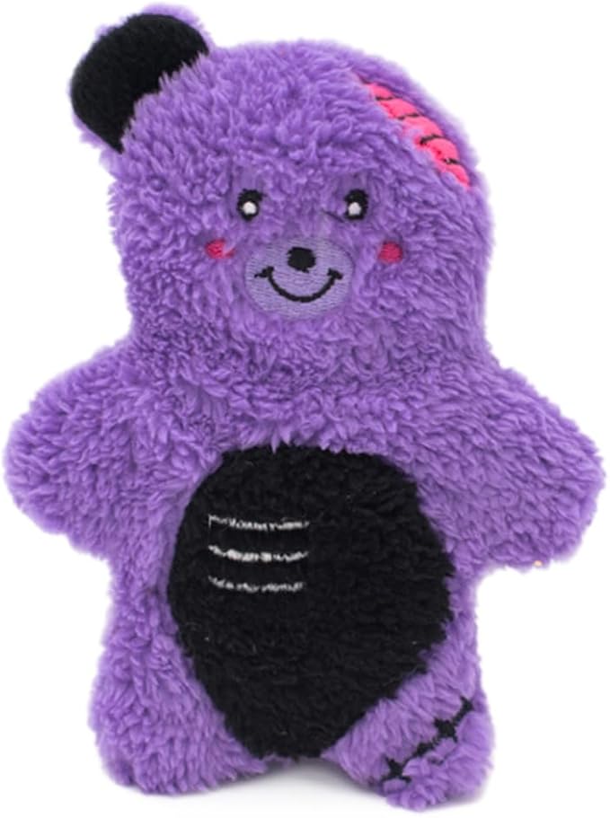 ZippyPaws 2-in-1 Halloween Dog Toy, Soft Plush Outside and Tough Rubber Inside for Aggressive Chewers, Cute Teething Toy for Puppies, No Squeakers for Silent Play - Zombie Bear