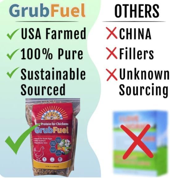 Buff Clucks Grub Fuel Black Soldier Fly Larvae for Chickens - Nutrient Packed BSFL, Sustainably Sourced Snack for Poultry, Rich in Protein, Calcium, Fiber, Essential Fatty Acids, USA Grown (5LB)