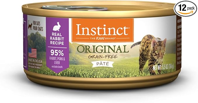 Instinct Original Grain Free Real Rabbit Recipe Natural Wet Canned Cat Food by Nature's Variety, 5.5 oz. Cans (Case of 12)
