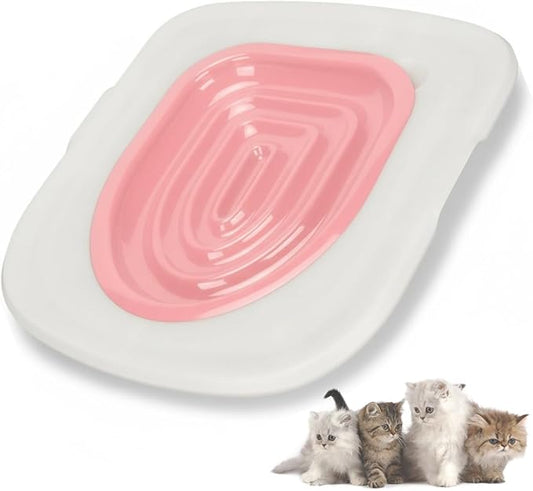 Cat Toilet Trainer, Universal Cat Toilet Training Systems, Reusable Plastic Trainer White Tray with Pink Inner Support, Pet Supply for Kitty Potty Puppy Small Trainer, Litter Boxes (Pink)