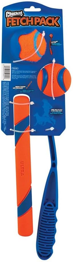 Chuckit! Fetch Pack - Chuck It Dog Ball Launcher 18 M, Tennis Ball, Ultra Rubber Ball and Ultra Fetch Stick Dog Gifts, Dog Toys Indestructible Dog Ball Thrower Launcher