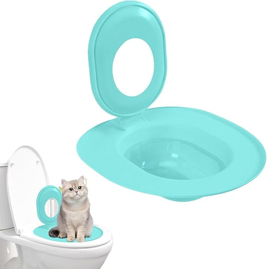 Cat Toilet Seat Training Kit - Universals Reusable CatToilet Trainer, Easy to Install Removable, CatLitter Tray Kit Kitty Potty Train System, Train Your Cat to Use The Toilet, Pet Cleaning (Blue)