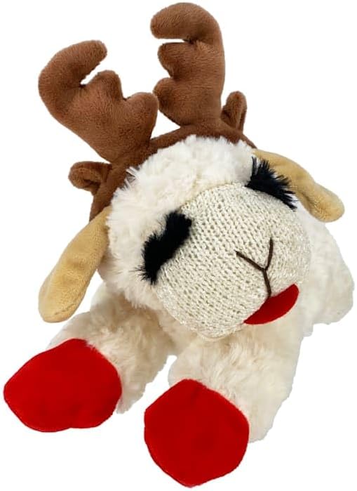 Multipet Lamb Chop Dog Toy with Antlers, Medium