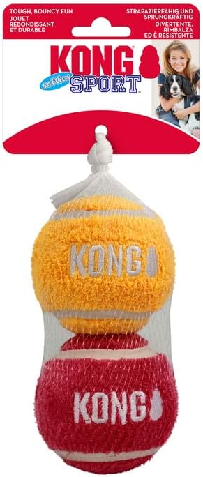 KONG Sport Softies Sherpa Fleece Covered Tennis Balls No Squeaker Quiet Dog Toy (Large)