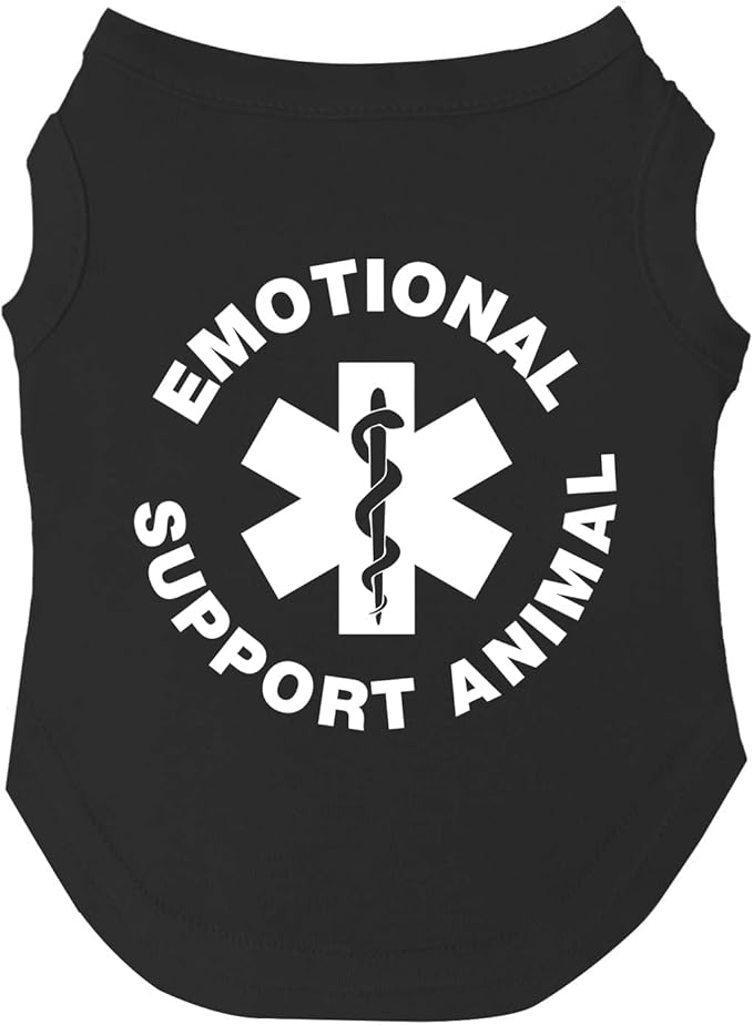 Emotional Support Animal Dog Tee Shirt | Sleeveless Breeds | Service Dog | Working Animal | Assistance |Black, Medium 209