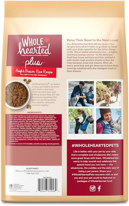 WholeHearted by Petco Plus Beef & Brown Rice Recipe with Whole Grains Plus Dry Dog Food 30 lbs.
