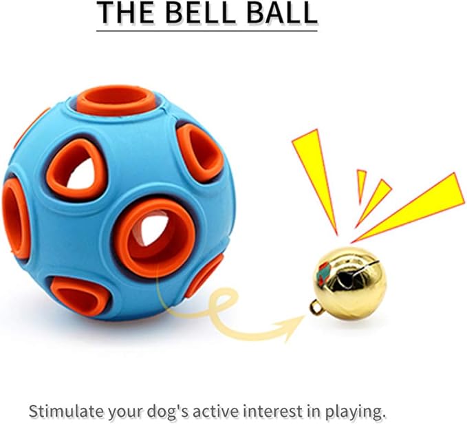 WishLotus Dog Ball Toy, Dog Interactive Toy with Ring Bell Squeak Toys Dog Rubber Bouncy Ball Pet Exercise Game Puzzle Ball to Increase IQ Search & Catch Bite Resistant Chewing Toy (S, Orange&Blue)