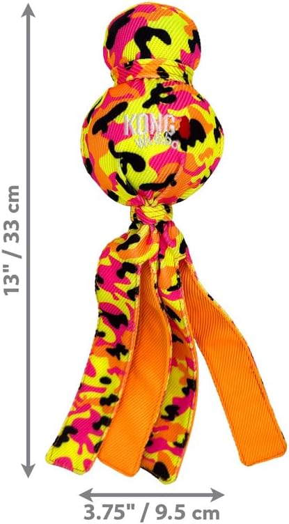 KONG Wubba Ballistic High-Viz Dog Toy – Squeaky Durable Tug & Toss Toy – Bright Colors for High Visibility – (High-Viz 2 Pack)