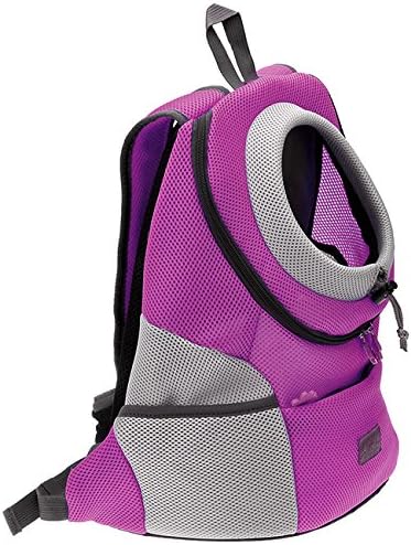 Mogoko Airline Approved Cat Dog Backpack, Puupy Pet Carrier Front Bag with Breathable Head Out Design and Double Mesh Padded Shoulder for Outdoor Travel Hiking (M, Pink)