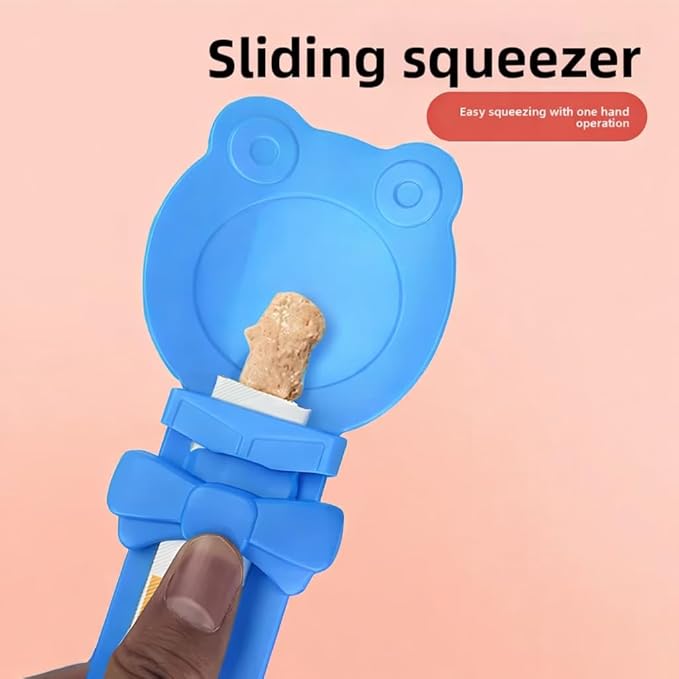 Purée Pops + Blue Feeding Spoon, Grain-Free, Lickable, Squeezable Creamy Cat Treat/Topper, 20 Tubes, Chicken Variety