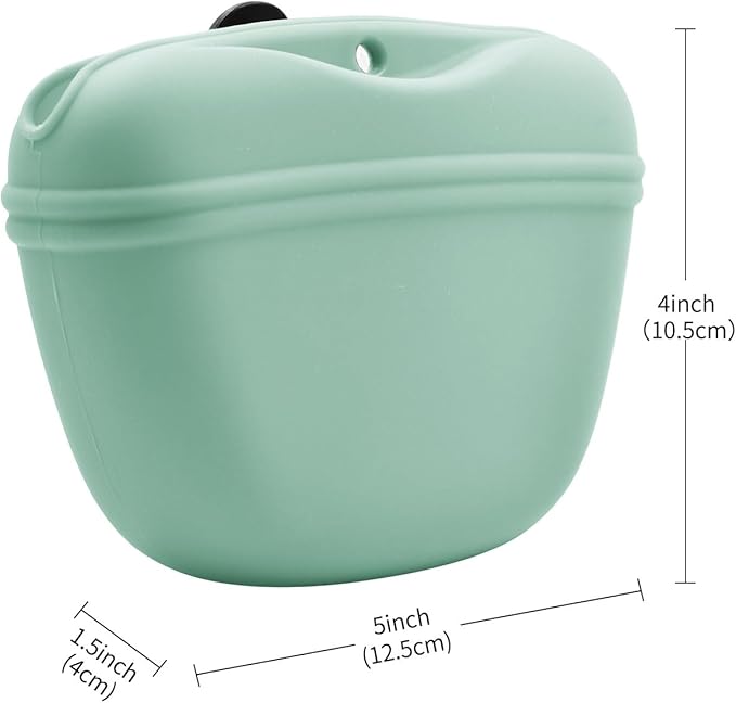 AUDWUD Silicone Dog Treat Pouch,with Dog Training Clicker,Clip on Portable Training Container,Convenient Magnetic Buckle Closing and Upgraded Waist Clip for Enhanced Stability