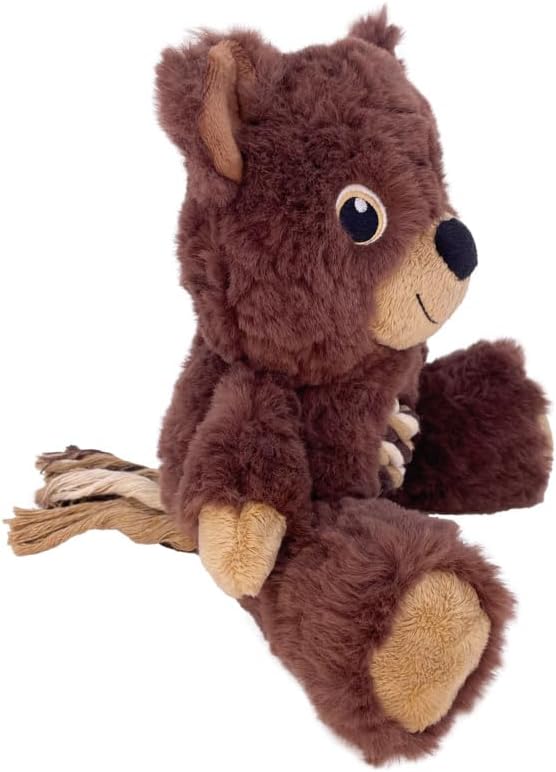 KONG Knots Teddy Bear - Knotted Rope Tummy and Tail - Soft Plush Dog Toy (Medium)