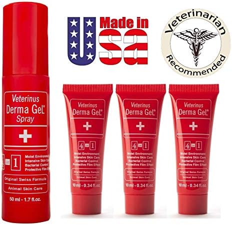 Veterinus Derma GeL® 1 x Spray 50mL - 1.7 fl.oz. + 3 x MINI Tubes 10mL - 0.34 fl.oz. - CAT Safe Non Toxic Contains: Freeze Dried Lavender extr. (no Essential Oil)