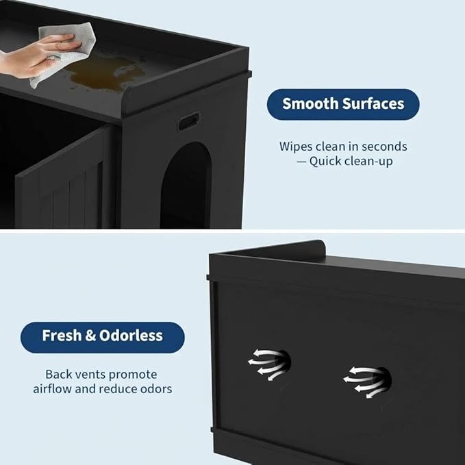 Garvee Cat Litter Box Enclosure Furniture Wooden Hidden Litter Box Cabinet Dog Proof Cat Washroom Kitty House with Vent Door