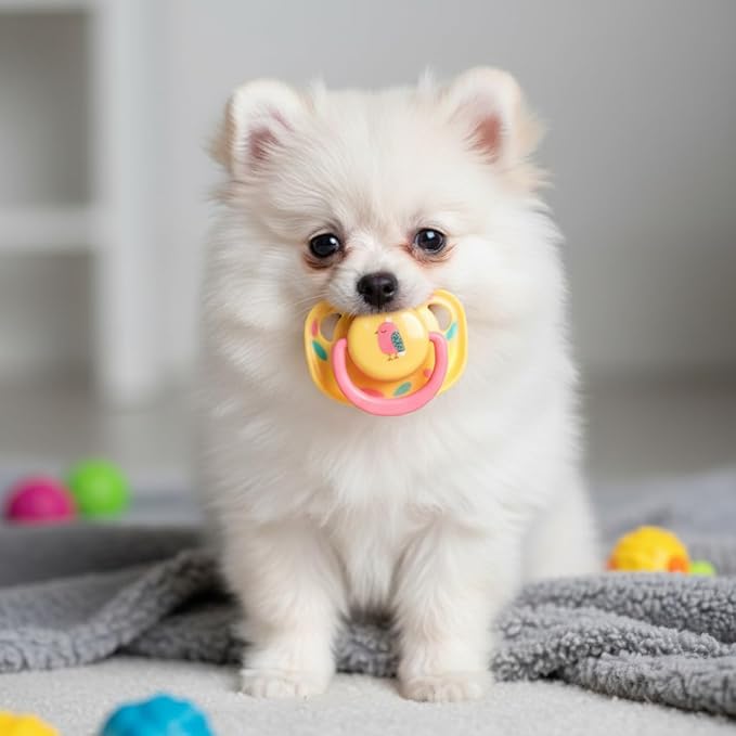 Pet Silicone Calming Pacifier, Dog Pacifiers for Small Dogs, Kitten Pacifiers, Puppy Teething Toys and Cat Chew Toys, Essential Pet Supplies, Puppy Essentials and Kitten Supplies (Chicks)