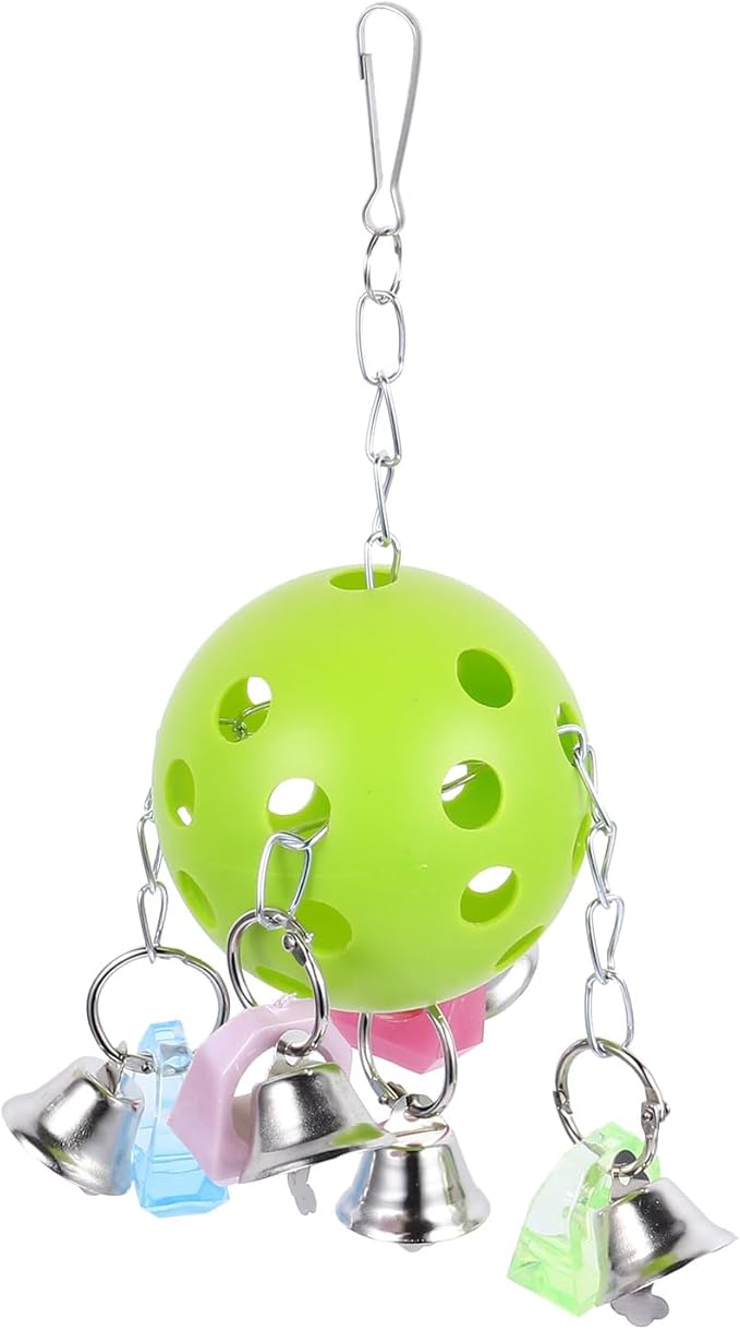 Kichvoe Parrot Colorful Bell Hanging Bird Cage Chew Ball Interactive Bite for Parrots and Small Birds