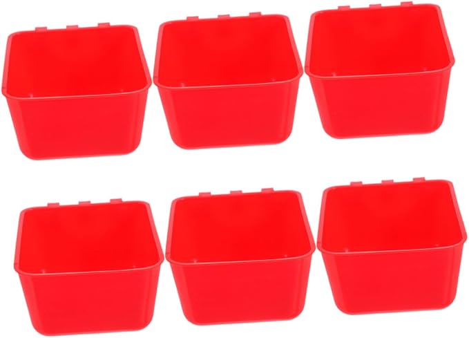 6pcs Hanging Rabbit Food Bowl Bird Water Feeder for Chicken Coop 12.5x9.5x6CM Sturdy PET Feeding Cups Suitable for Small Animals and Poultry