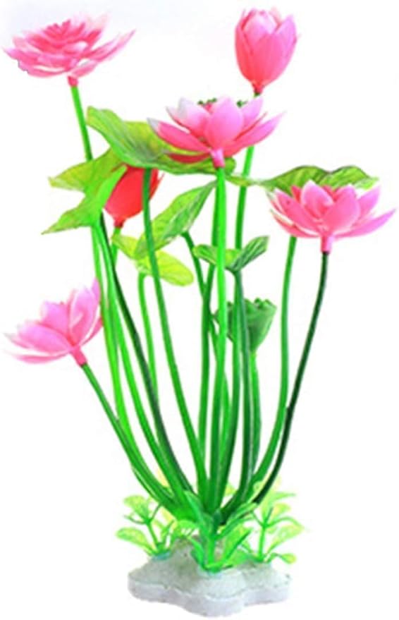 1pc Pink Artificial Water Plants,Plastic Artificial Lotus Fish Tank Ornament,Aquatics Grass Flower Simulation Wedding Favors,Plastic Plants for Party Fish and Aquatic Pets Aquarium Décor