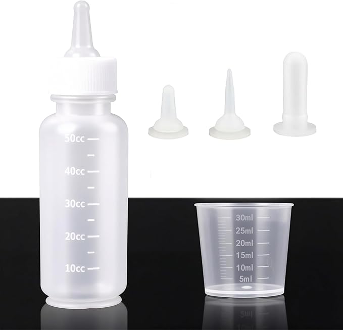 Pet Feeding Bottle and Syringe Set, Pet Nursing Bottle, Silicone Nipples, Feeder Kit for Small Animal, Newborn Puppies and Kittens, Rabbit, Squirrels (White)