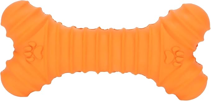 Pssopp Dog Bones Toy, Latex Squeaky Dog Toy,Pet Puppy Cat Squeaky Chewing Play Toys Bone Shaped Toys for Puppy (Orange)