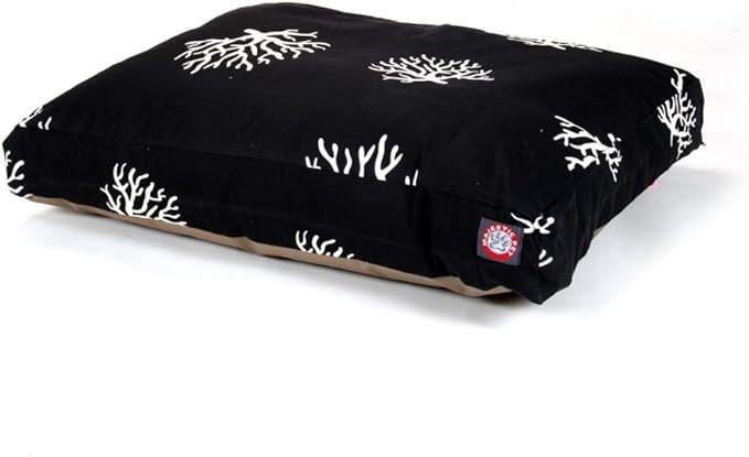 Black Coral Large Rectangle Indoor Outdoor Pet Dog Bed With Removable Washable Cover By Majestic Pet Products