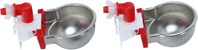 Rac Paws by RentACoop DIY Auto-Fill Metal Cup Waterer Kit - Great for Small Animals, Pets, Bunnies, Ferret, Chickens, Hamsters, Guinea Pigs, Rabbits, Chinchillas, Mice, Rats - 2 Pack