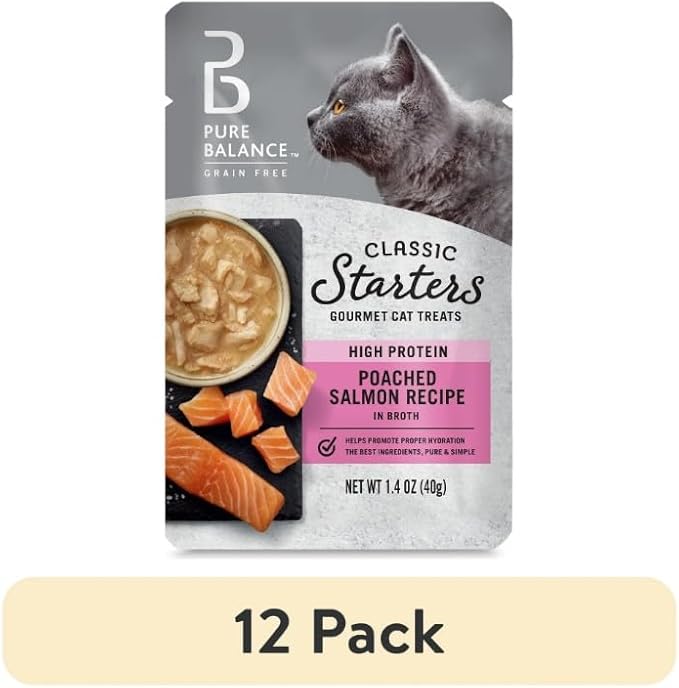 Pure~Balance Starters Cat Treats ~ 1.4 Oz ~ (Pack of 12) ~ Gourmet Poached Salmon, Natural & Healthy Snack