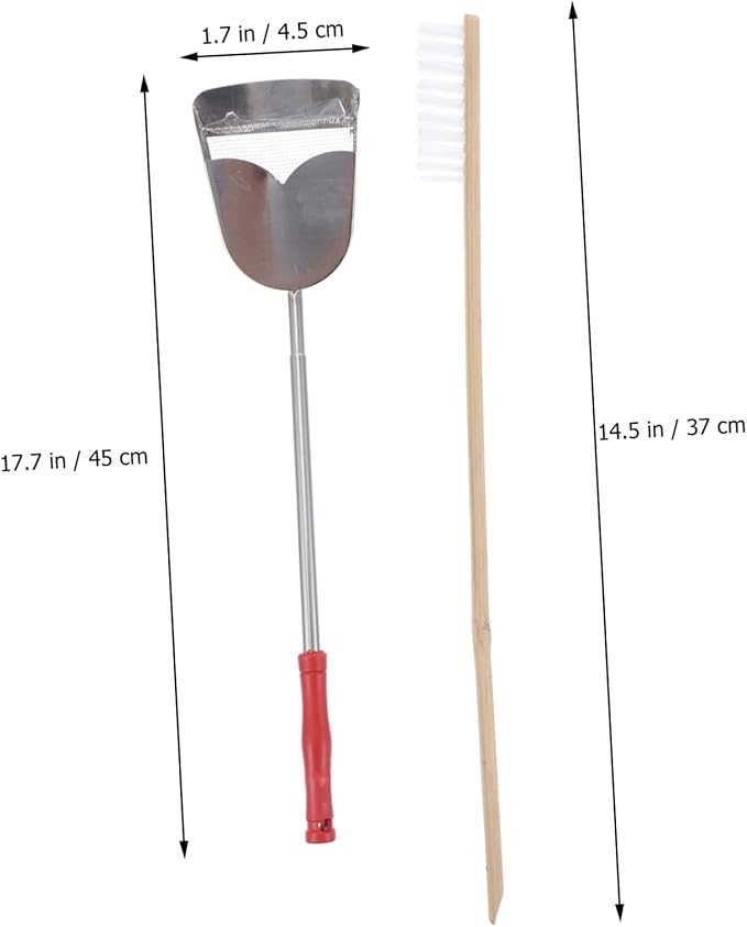 Mikikit 2pcs Pet Bird Cage Cleaning Tools Set Includes Bird Poop Scraper Brush for Parrot Cages Long Handle Design for Easy Cleaning