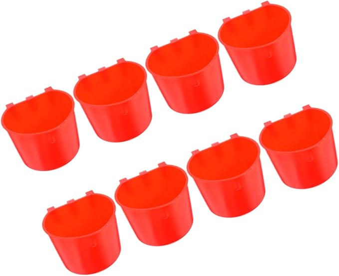 Happyyami 8pcs Sturdy Bird Cage Feeder Bowl Pet Water Bowl for Rabbits Birds Chicken Coop Feeder Cups Small Animal Food and Water Dispenser