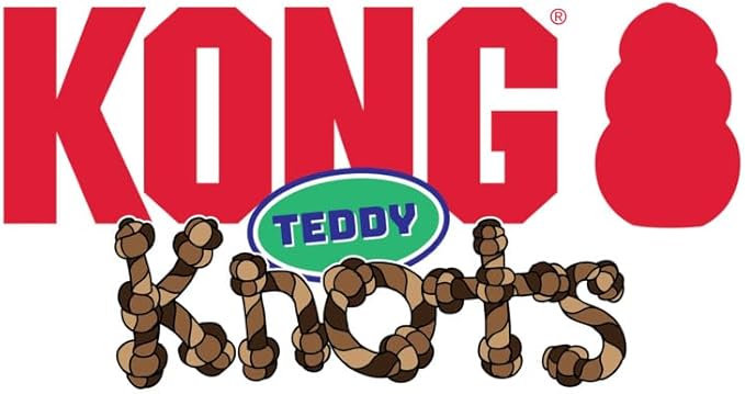 KONG Knots Teddy Bear - Knotted Rope Tummy and Tail - Soft Plush Dog Toy (Medium)