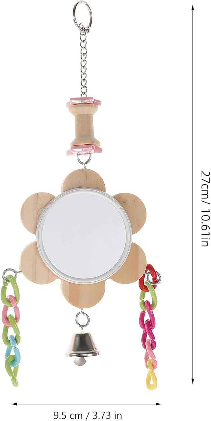 ERINGOGO Parrot Bird Mirror Hanging Chewing Swing Pet Bird Cage Accessory Sturdy Large Mirror for Cockatiels
