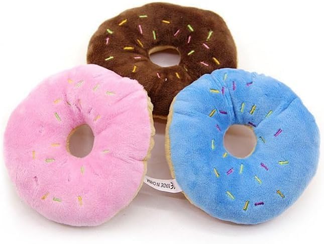 3 Pcs Colorful Pet Toy Donut-Shape Squeaky Squeaker Puppy Dog Pet Cat Kitten Sound Chews Toy Random Color Sturdy and Practical Simple and Sophisticated Design，Toys，Dog Squeak Toys