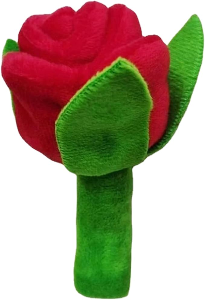 Interactive Stuffed Dog Chew Toy for Small and Medium Dogs Plush Squeak Toy Rose Flower Reducing Boredom & Anxiety