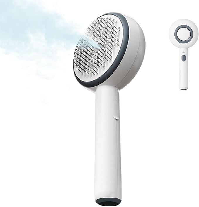 Pet Grooming Brush for Cats & Dogs - Steam Brush with Dual Functions, Moisturizer, Release Button, Water Reservoir - Ideal for Removing Static and Shedding, Perfect for Travel