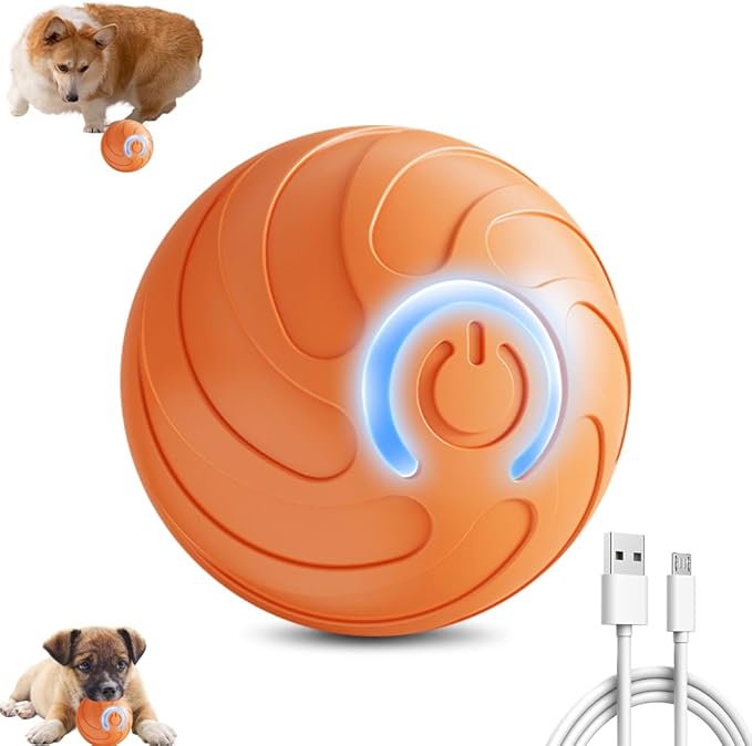 Interactive Dog Toys, 2025 Upgrade Vibrating Dogs Ball, Automatic Moving Dog Ball Rolling Balls, Pets Bouncing Rotating Balls Toys for Samll Dogs Cats (Orange-1pc)