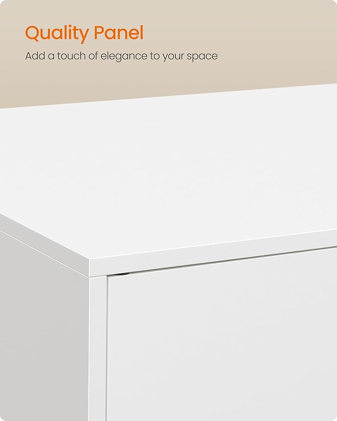 Feandrea Cat Litter Box Enclosure, Modern Hidden Litter Box Furniture, Front Entry, Double Doors, Indoor Pet House, Living Room Side End Table, 31.5 x 19.7 x 17.7 Inches, Cloud White UPCL020WB01S